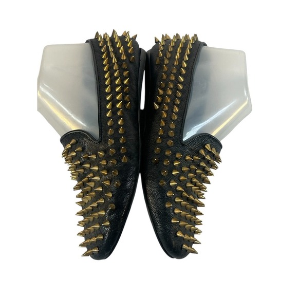 Unif Hellraisers women's brass spiked fine leather loafers size 6 black - Picture 4 of 8